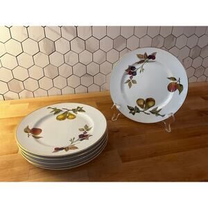 Royal Worcester Evesham 22K Gold Rim Salad Plates SET OF SIX